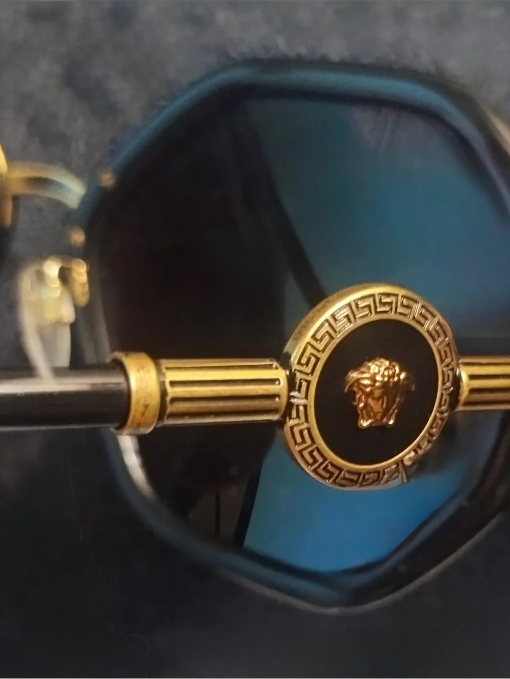 Versace VE4413 Hexagon Medusa Medallion Sunglasses-Black /Gold
